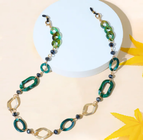 שרשרת לולאות גדולות ירוק שייש