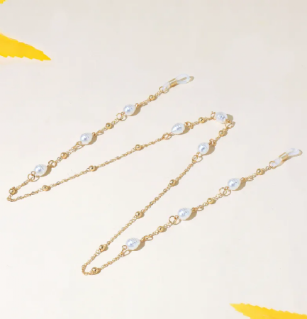 שרשרת זהב מעוצבת עם פנינים 